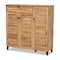 Baxton Studio Coolidge ModernOak Brown Finished Wood 3-Door Shoe Storage Cabinet with Drawer 196-11928-ZORO - alternate 9